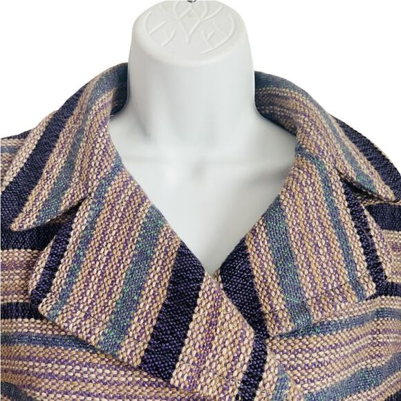 Vintage Purple Blue Tan Striped Tweed Skirt Suit Japanese 90s 6 Cynsia Command - Picture 13 of 16